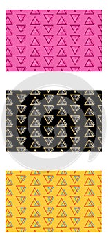 A set of abstract images with bright triangles for your brand book. A graceful pattern with a gradient for the header of