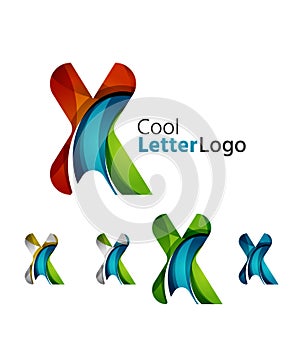 Set of abstract X letter company logos. Business