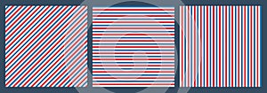Set of abstract lines seamless pattern, red blue and white color - Vector