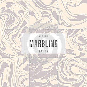 Set abstract marble backgrounds vector ink texture