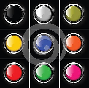 Set of abstract metallic background with round col