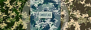 set of abstract military camo pattern design background vector