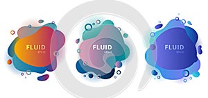 Set of abstract modern fluid shapes color badges graphic elements on white background