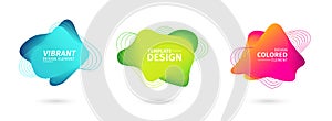 Set of abstract modern graphic elements. Dynamical bright luminous colored forms. Gradient abstract banners with flowing