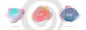 Set of abstract modern graphic elements. Dynamical colored forms and line. Gradient abstract banners with flowing liquid