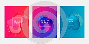 Set of abstract modern graphic elements. Dynamical colored forms and line. Gradient abstract banners with flowing liquid shapes.