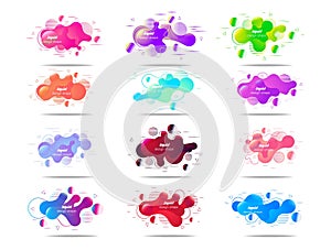 Set of abstract modern graphic elements. Dynamical colored forms and line. Gradient abstract banners with flowing liquid shapes