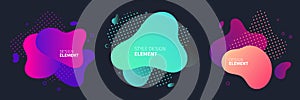 Set of abstract modern graphic elements. Gradient abstract banners with flowing liquid shapes