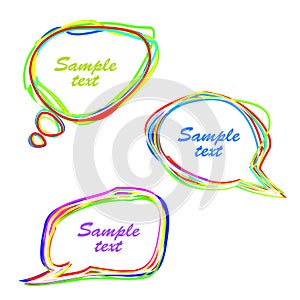 Set of abstract multicolored speech bubbles