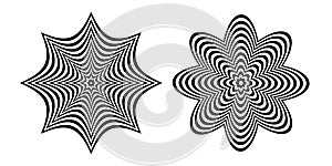 Set of abstract op art design elements