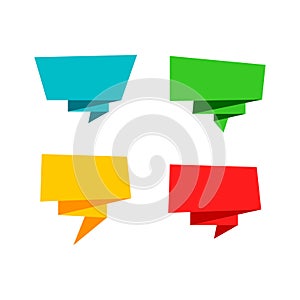Set of abstract origami speech bubble. Tags banners and labels collection for web stickers.