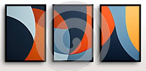 Set of abstract painting with different colors smooth geometric forms