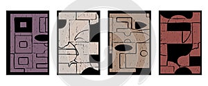 Set of 4 Abstract pattern. Illustration for printing on wall decorations. For use in graphics