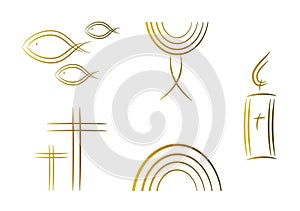 Set of abstract religious symbols (gold)