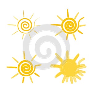 Set Abstract round hypno sun vector isolated summer icon design