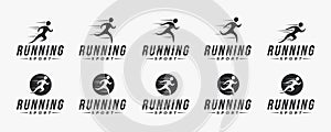 Set of abstract runner, human running logo, run icon vector design