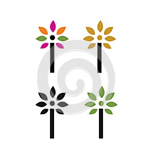 set abstract simple colorful tree logo