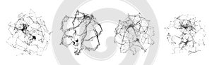 Set of abstract spheres from points and lines on a white background. Network connection structure. Big data visualization. Vector