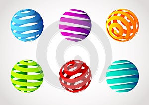 Set of abstract spiral color sphere