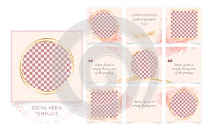 Set of abstract square instagram social media posts banners templates.