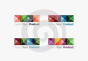 Set of abstract square interface menu navigation button