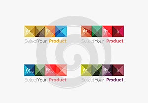 Set of abstract square interface menu navigation button