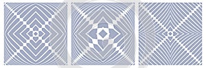 Set of Abstract Square Patterns with 3D Illusion Effect