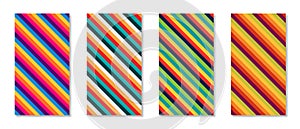 Set of abstract striped line background. Vector illustration