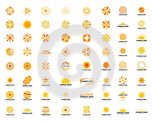 Set of Abstract Sun Logo Design Template