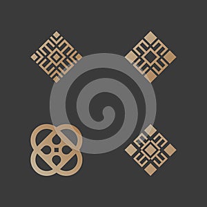 Set Abstract symbol in ornamental bohemian navajo logo photo