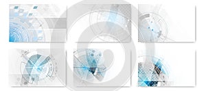 Set of abstract technological futuristic background.