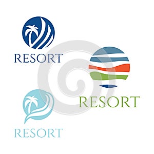 Set of abstract template logo design for resort theme.