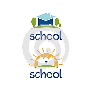 Set of abstract template logo design for school theme.