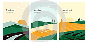 Set of abstract vector backgrounds with agriculture