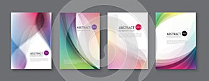 Set of abstract vector backgrounds with line waves.Vector illustration.