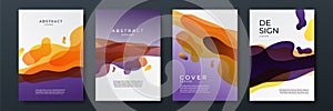 Set of abstract vector cover design backgrounds with line liquid fluid waves. Vector illustration. Suit for business, corporate,