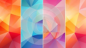 Set of abstract vector polygonal backgrounds. Colorful geometric triangular banners Generative AI