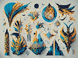 Set of Abstract and Vibrant Design Elements