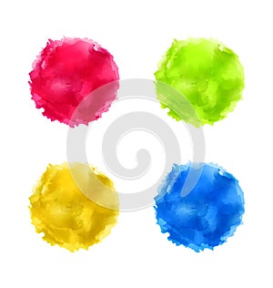 Set abstract watercolor splash, colorful paint circles