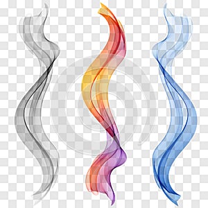 Set abstract wave. Colorful wave. Transparent wave set. Color wave. Smoke wave.