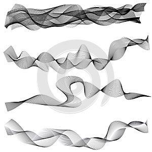 Set of abstract wave lines on white background