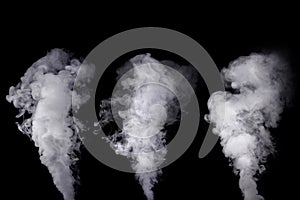 Set of abstract white smoke against dark background