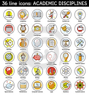 Set of academic disciplines icons