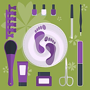 Set of accessories and tools for pedicure and manicure