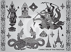 Set action characters,thai tradition style