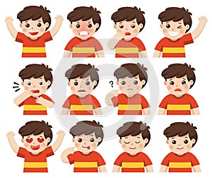 Set of Adorable Boy facial emotions.