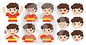 Set of Adorable Boy facial emotions.