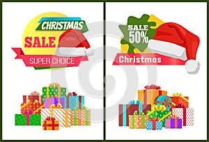 Set of Ads Christmas Sale Posters Promo Labels