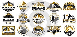 Set of Adventure and outdoor vintage logo template, badge or emblem style