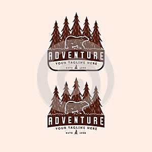 Set of Adventure Vintage Logo Vector Illustration Design. Hand Drawn Outdoor Logo Badge Template Design. Old Vintage Outdoor